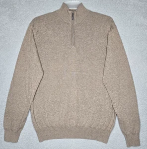 Jos. A. Bank Traveler 1/4 Zip Brown Pullover Sweater - Men's Large - 100% Cotton - Picture 1 of 8