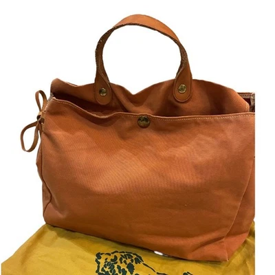 Bolso de Mano IL BISONTE Cuero y Lona con Bolsa para el Polvo Hecho en Italia Regalo Foto 1 de 4