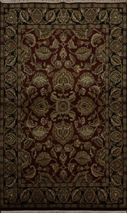Burgundy Agra Oriental Rug 4x6 Hand-knotted Wool with Timeless Floral Motifs - Picture 1 of 17