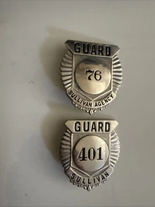 2 insignias de plata vintage de guardia de seguridad SULLIVAN #’S 76 y 401 - Imagen 1 de 7