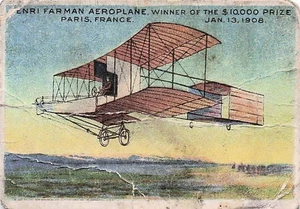 Tarjetas de aviación Milo Cigarettes 1912 serie 103 - Farman's Biplane RARO - Imagen 1 de 2