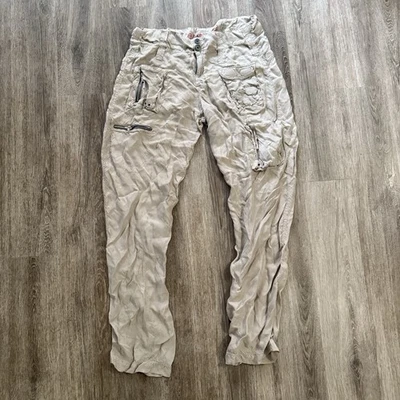 Pantalón cargo Pete & Greta Johnny Was Marika Cupro satinado crema marfil talla 10 Foto 1 de 4