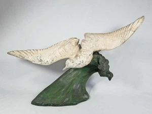 LARGE ANTIQUE STATUE - SEAGULL on a WAVE by HENRI LECHESNE - SCULPTURE - FIGURE - Picture 1 of 12