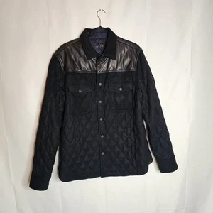 Rag & Bone Quilted Wool Jacket Leather Accent Men Black XL - Picture 1 of 12
