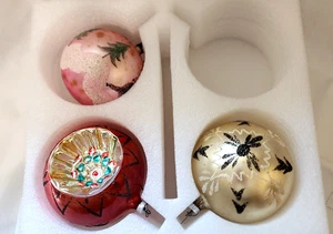 West Germany 4" hand blown glass christmas ornaments 3/set - Picture 1 of 13