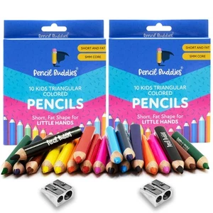 Color Pencils Set For Kids (2 Sets) - Short Fat Triangle Pencils for Kids Age - Picture 1 of 7
