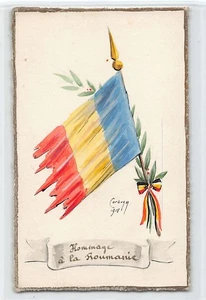 Romania - Omagiu adus României - Drapelul românesc - Primul Război Mondial - Des - Picture 1 of 2