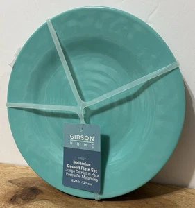 Gibson Home Set Of 4 Turquoise Melamine Dessert Plates 8.25”NEW - Picture 1 of 3