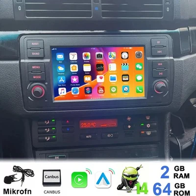 7" Android 14 2+64G für 3er BMW E46 318 320 Autoradio GPS NAVI WiFi Carplay Auto - Bild 1 von 4