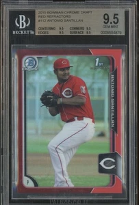 2015 Bowman Chrome #112 Antonio Santillan Red Refractor RC #5/5 BGS GEM MINT 9.5 - Picture 1 of 2