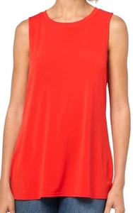 Blusa sin mangas Ali Miles M roja nueva crepé tejida de lujo camiseta sin mangas más cómoda - Imagen 1 de 5