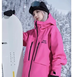 ISEEMIGGA 20K Waterproof 3L Snowboard Jacket Unisex Oversized Bright Pink Small - Picture 1 of 10