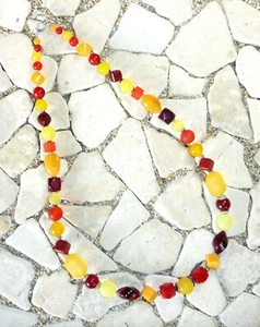 ★ mittellange Kette ★ Collier ★ gelb & rot ★ - Picture 1 of 5