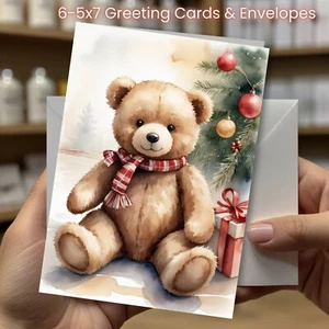 Christmas Greeting Cards w/ Envelope - Set of 6 -5x7 Cards & Envelopes #023 - Picture 1 of 2
