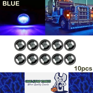 10 x Blue Round LED Side Marker Lamps 1.91CM 3LED 12V LED Signal Indicator Light - Picture 1 of 4