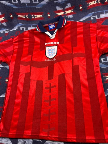 Vtg England Away football shirt 1990-1993 Umbro Soccer Jersey XL 90s Beckham Cover