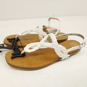 Wonder Nation Braid Strap Shimmer Sandals Size 3 Small Girls Thong White - Picture 1 of 7