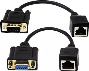 Rj45 to Vga Cable Vga 15Pin Port Female&Male to Rj45 Female Cat5/6 Ethernet Lan - Picture 1 of 12