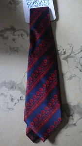 Lanvin of Paris Silk Tie Blue and Red Floral Stripes Design # 33 - Picture 1 of 3