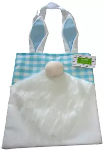 EASTER REUSABLE CANVAS TOTE ~ EASTER GNOMES W/ EARS White Handles 9.75" x 18.75" - Picture 1 of 1