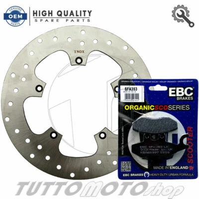 KIT DISCO FRENO ANTERIORE + PASTIGLIE FRENO EBC PIAGGIO X8 200 2005 2006 2007 - Immagine 1 di 4