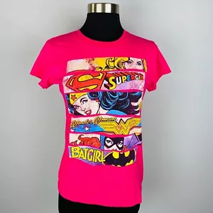 DC Comics Womens Medium M Supergirl Wonder Woman Bat Girl Pink T-Shirt - Picture 1 of 5