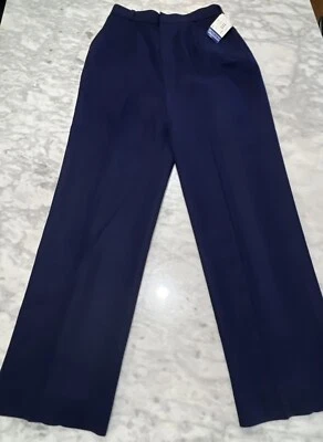 David Brooks Wool Pants Women’s Size 14 Navy Blue Pleat Front Lined Pockets NWT - Image 1 of 4