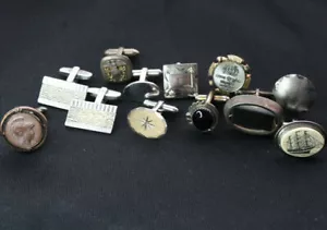 Vintage STERLING Twelve Single Cufflink Lot Scrap or Wear - Picture 1 of 5