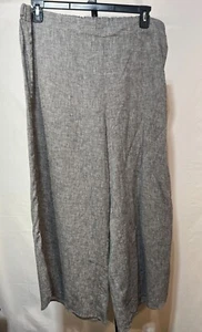 Women Linen Blend Grey Pants Elastic Waist Wide Leg 1X New NWT Cynthia Rowley - Picture 1 of 7