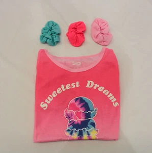 SO Girl's Tie Dye S/S Nightgown & 3 Scrunchies Set BE5 Ice-Cream Medium/8 - Picture 1 of 10