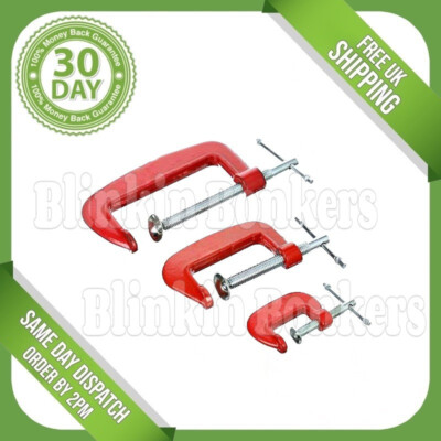 HEAVY DUTY Red G Clamp 3 Iron Clamps Wood Working Welding Support Tool