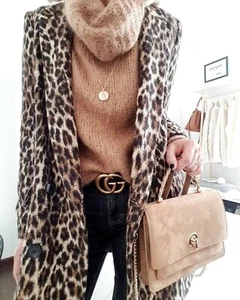 ZARA LEOPARD PRINT DOUBLE-BREASTED JACKET COAT SIZE XS - Picture 1 of 15