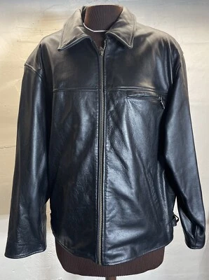 Vintage Georgetown Soft Leather Design Jacket Black/Gold Aviator Men’s Medium - Image 1 of 4