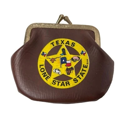 Bolsa de troca vintage anos 60 anos 70 Kiss Lock Texas Lone Star State Souvenir - Imagem 1 de 3
