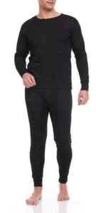Mens 100% Cotton Brush Fleece Lined Thermal Top & Bottom Underwear Set - Picture 1 of 18