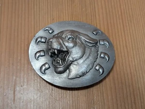 1992 Siskiyou Bergamota Cinturón Hebilla León Montaña Colmillos Garras 3" Peltre EE. UU. - USADO EN EXCELENTE ESTADO - Imagen 1 de 9