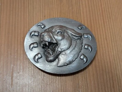 1992 Siskiyou Bergamota Cinturón Hebilla León Montaña Colmillos Garras 3" Peltre EE. UU. - USADO EN EXCELENTE ESTADO Foto 1 de 4