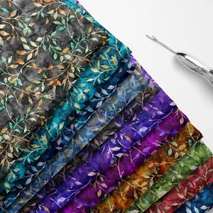 100% Cotton Batik Trail Floral Stem Printed Children Craft Dress Sew Fabric | FQ - Picture 1 of 41