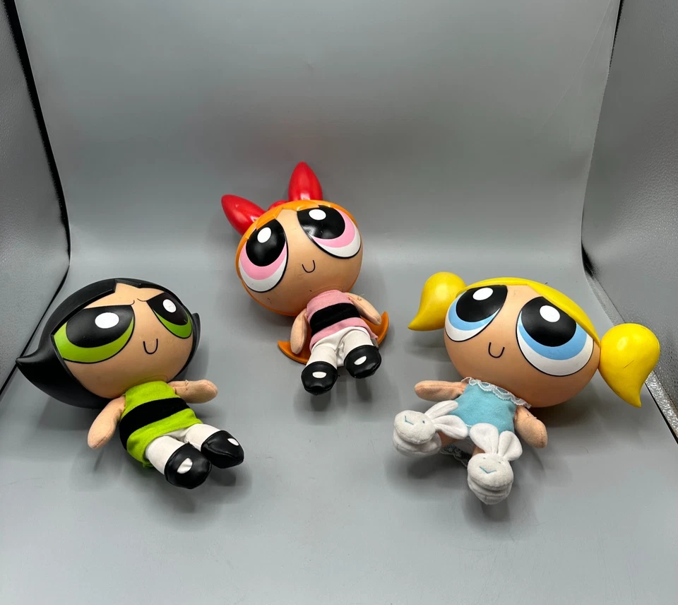 Power Puff Girls Blossom Bubbles Buttercup Plush Doll Hard Head Trendmasters Lot - Image 1 of 4
