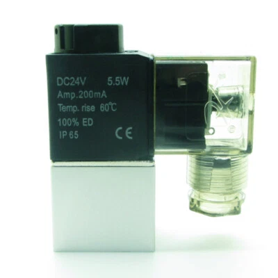 DC24V Pneumatic Air Solenoid Valve Electromagnetic 2 Way Port 2 Position 1/4"PT - Image 1 of 4
