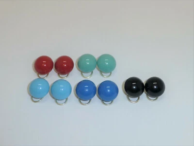 Perlen-Ohrclips Cabochon-Perle 16mm Button Silber 925 Koralle Rot Blau Grün - Bild 1 von 4