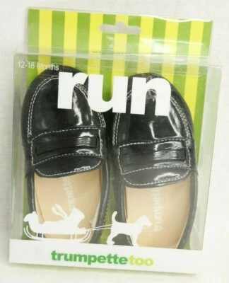 Новый Trumpette слишком черный мокасины Baby Shoes 12-18 месяцев искусственной кожи мокасины - Изображение 1 из 4