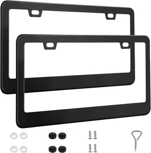 2 Pack License Plate Frames, Stainless Steel Car License Plate Cover Car Accesso - Picture 1 of 12