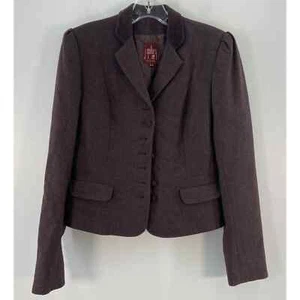 VTG J Gallery Maroon Wool Button Front Casual Blazer Jacket Womens Size 8/9 - Picture 1 of 7