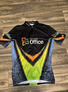 Sugoi Cycling Jersey Men’s Large Microsoft Office 3/4 Length Zip Black #QQ - Picture 1 of 3