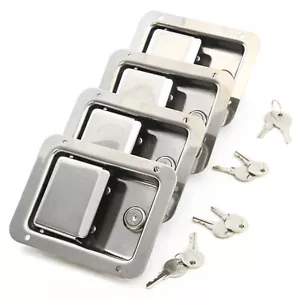 4* Paddle Door Lock Stainless Steel Latch Handle Truck Tool Box Lock+Keys - Picture 1 of 12