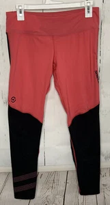 Virus Leggings Pink Black Color Block Stretch Athletic Large - Picture 1 of 5