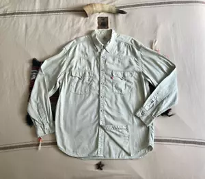 LEVIS Vintage 1995 Barstow Western Shirt XL VERY RARE PISTACHIO GREEN Pearl Snap - Picture 1 of 19