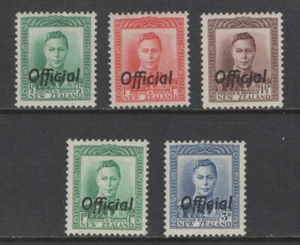 New Zealand 1938/1941 KGVI Officials Sc O72-O74 LH, O88-O89 NH VF $52.75 - Picture 1 of 2