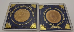 2002 Queen Elizabeth II Golden Jubilee Guilding Metal Coin & Coronation 2003 - Picture 1 of 6